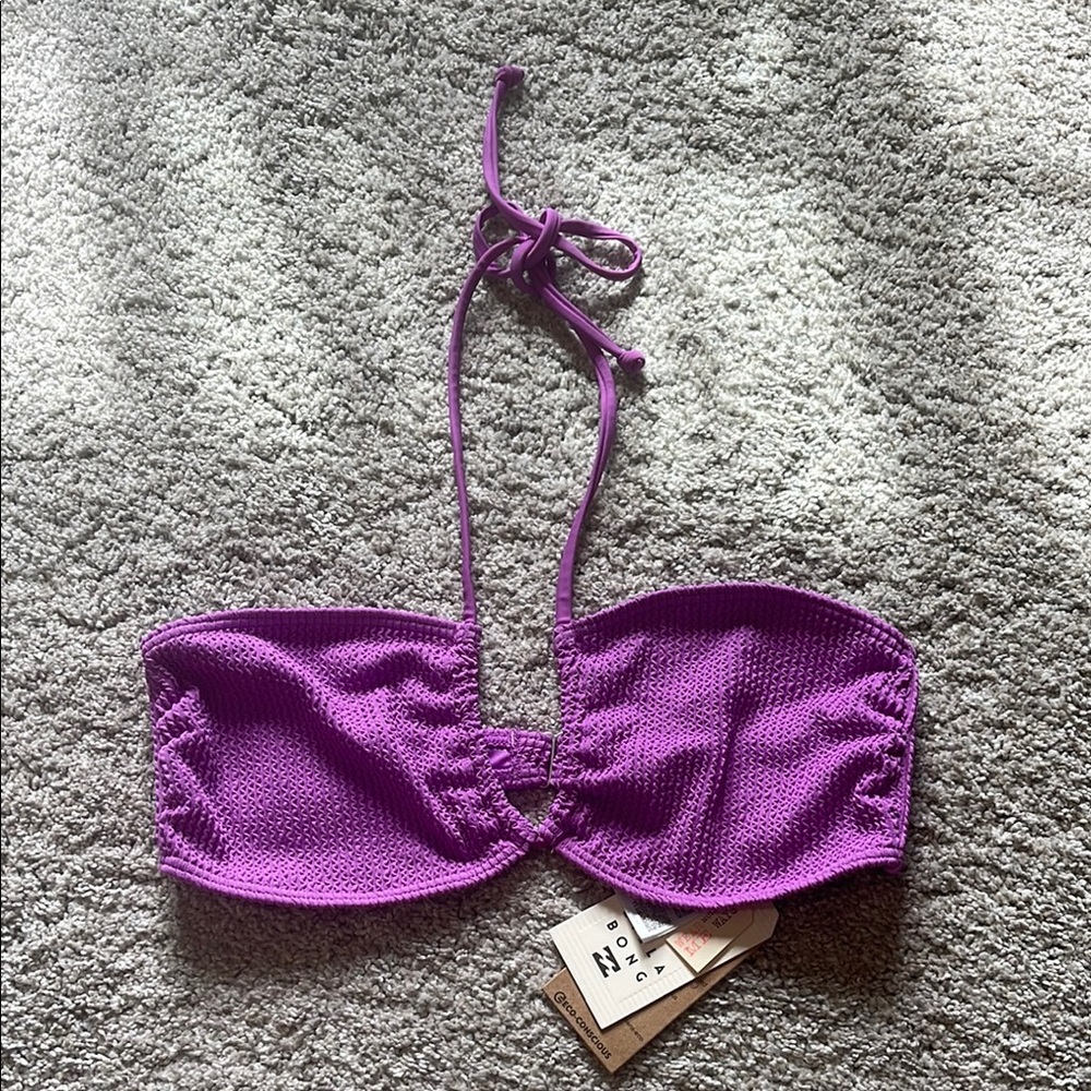 NWT Billabong Purple Halter Bikini Top. L